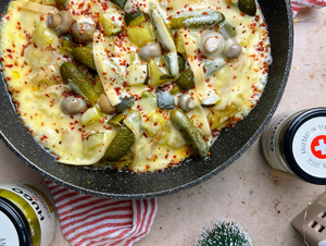 Rösti à la raclette et légumes au vinaigre